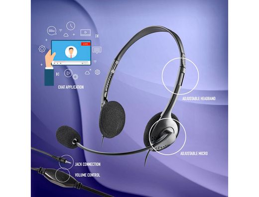 Auricular ngs headset ms103 max con microfono y control de volumen longitud cable 1,5 mt color negro
