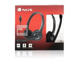 Auricular ngs vox 505 microfono y control de volumen diadema ajustable jack 3,5 mm longitud cable