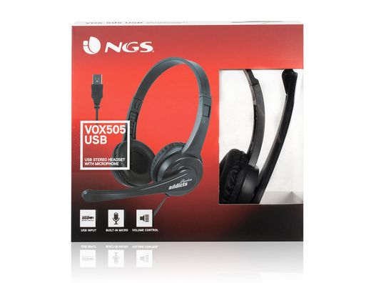 Auricular ngs vox 505 microfono y control de volumen diadema ajustable jack 3,5 mm longitud cable