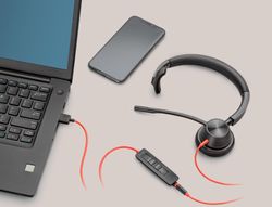 Auricular plantronics blackwire 3310 diadema monoaural cable usb-a con microfono