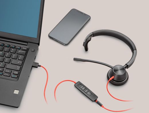 Auricular plantronics blackwire 3310 diadema monoaural cable usb-a con microfono