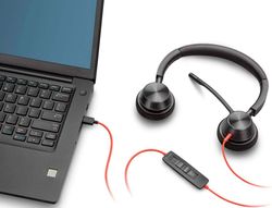 Auricular plantronics blackwire 3320 diadema biaural cable usb-a con microfono