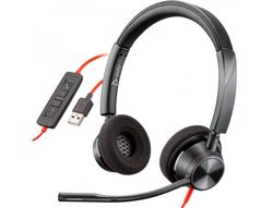 Auricular plantronics blackwire 3320 diadema biaural cable usb-a con microfono