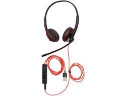 Auricular plantronics blackwire 3320 diadema biaural cable usb-a con microfono