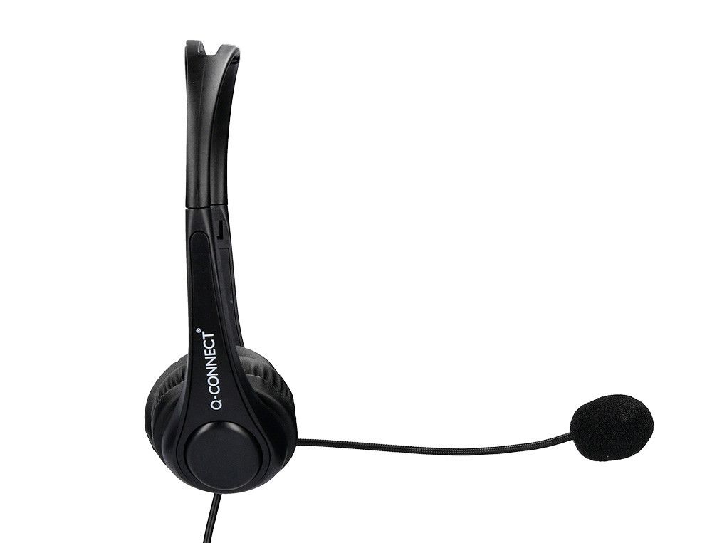 Auricular q-connect biaural diadema con microfono y control de volumen conexion usb color negro