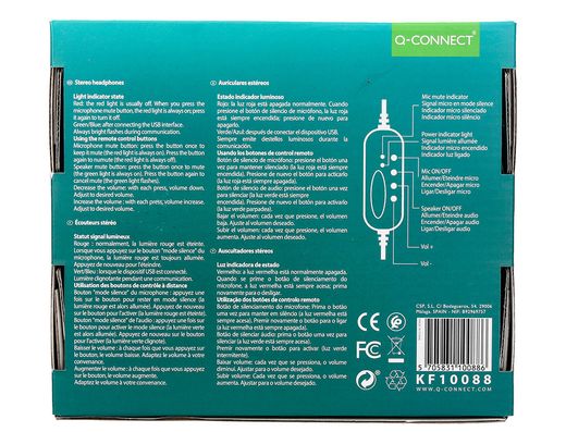 Auricular q-connect biaural diadema con microfono y control de volumen conexion usb color negro