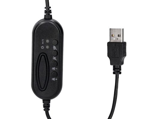 Auricular q-connect biaural diadema con microfono y control de volumen conexion usb color negro