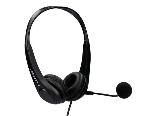Auricular q-connect biaural diadema con microfono y control de volumen conexion usb color negro