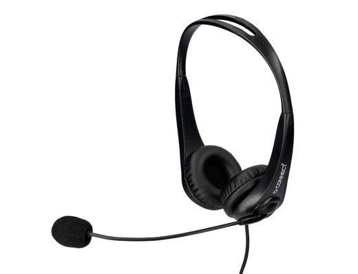Auricular q-connect biaural diadema con microfono y control de volumen conexion usb color negro