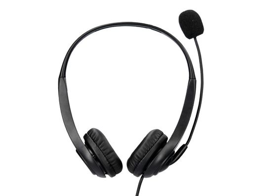 Auricular q-connect biaural diadema con microfono y control de volumen conexion usb color negro