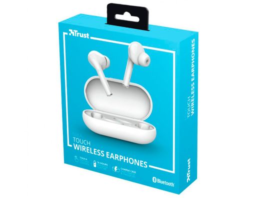 Auricular trust nika inalambrico bluetooth con estuche de carga color blanco