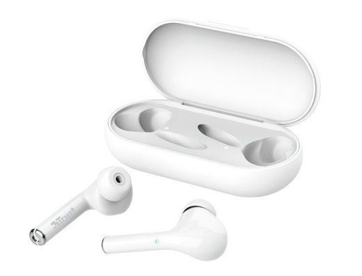 Auricular trust nika inalambrico bluetooth con estuche de carga color blanco