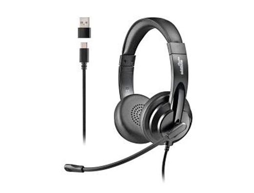 Auriculares ngs vox605 con cable estereo usb-c con control de volumen y adaptador usb color negro