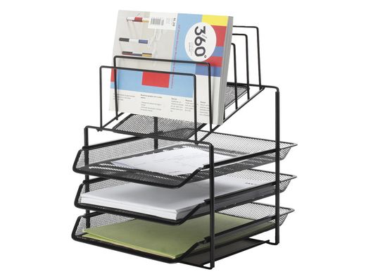 Bandeja clasificadora sobres q-connect kf17296 metalica rejilla negra 3 bandejas 300x350x420 mm