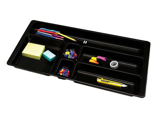 Bandeja organizadora q-connect de cajones color negro 344x160x33 mm
