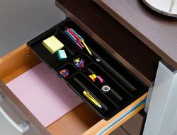 Bandeja organizadora q-connect de cajones color negro 344x160x33 mm