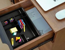 Bandeja organizadora q-connect de cajones color negro 364x225x21 mm