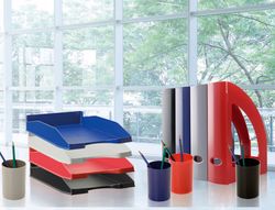 Bandeja sobremesa archivo 2000 ecogreen plastico 100% reciclada apilable formatos din A4 y folio color azul