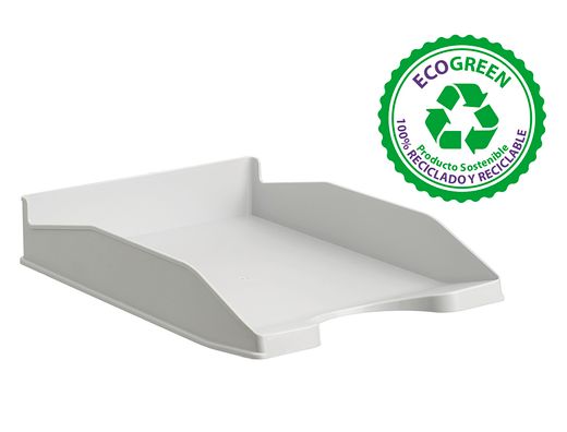 Bandeja sobremesa archivo 2000 ecogreen plastico 100% reciclada apilable formatos din A4 y folio color gris