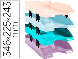 Bandeja sobremesa exacompta plastico aquarel set de 4 bandejas combo midi colores pastel 346x225x243 mm