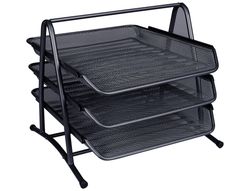 Bandeja Sobremesa Metalica Q-Connect Kf00823 Rejilla Negra 3 Bandejas Movibles 350X278X275 Mm