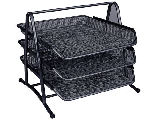 Bandeja Sobremesa Metalica Q-Connect Kf00823 Rejilla Negra 3 Bandejas Movibles 350X278X275 Mm