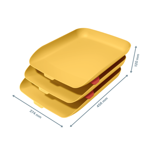 Bandeja sobremesa plastico leitz cosy set de 3 unidades amarillo 274x120x456 mm