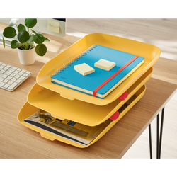 Bandeja sobremesa plastico leitz cosy set de 3 unidades amarillo 274x120x456 mm