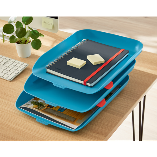 Bandeja sobremesa plastico leitz cosy set de 3 unidades azul 274x120x456 mm
