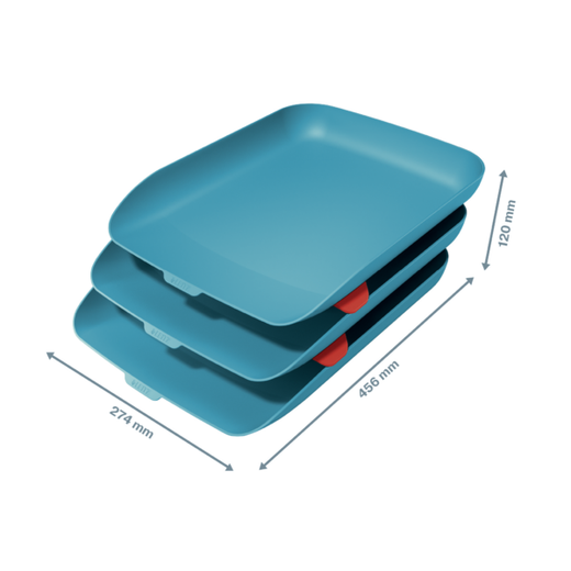 Bandeja sobremesa plastico leitz cosy set de 3 unidades azul 274x120x456 mm