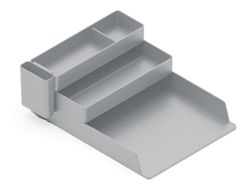 Bandeja sobremesa plastico q-connect organizador de escritorio con 4 departamentos color gris