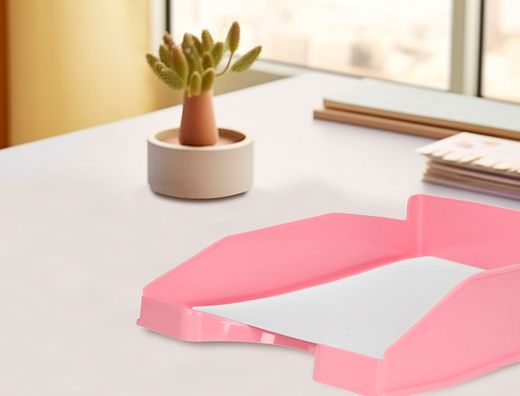 Bandeja sobremesa plastico q-connect rosa pastel opaco 240x70x340mm