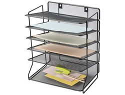 Bandeja sobremesa q-connect kf17289 metalica rejilla negra 6 bandejas 325x230x390 mm