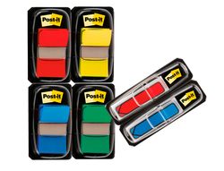 Banderitas separadoras post-it pequeńa 11,9x43,2 mm dispensador 60 hojas+40 hojas gratis 5 colores surtidos