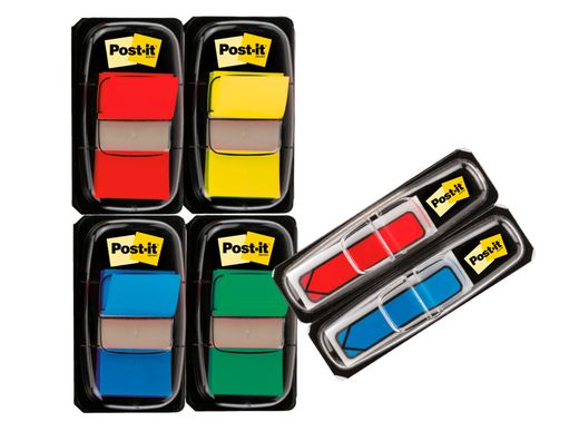 Banderitas separadoras post-it pequeńa 11,9x43,2 mm dispensador 60 hojas+40 hojas gratis 5 colores surtidos