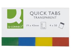 Banderitas Separadoras Q-Connect 19X43 mm Transparentes y Color Pack de 4 con 50 Hojas