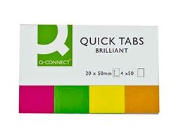 Banderitas Separadoras Q-Connect 20X50 mm Fluorescente Pack de 4 con 50 Hojas