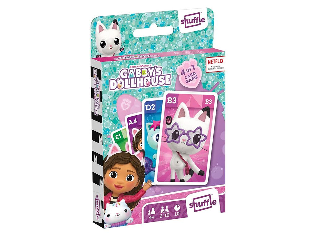Baraja de cartas shuffle infantil gabby's dollhouse