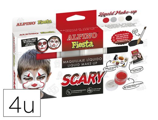 Barra de maquillaje alpino scary caja de 4 colores surtidos + pincel + folleto