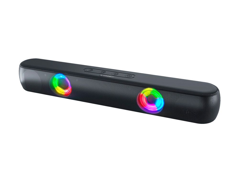 Barra de sonido q-connect bluetooth con iluminacion led y control de volumen color negro