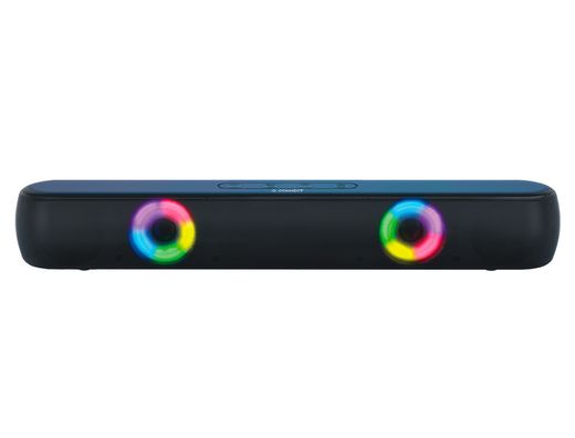 Barra de sonido q-connect bluetooth con iluminacion led y control de volumen color negro