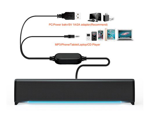 Barra de sonido q-connect para pc con iluminación led color negro