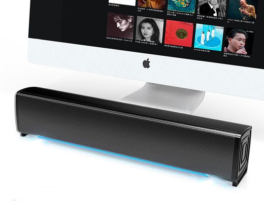 Barra de sonido q-connect para pc con iluminación led color negro