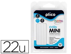 Barra termofusible plico mini translucida 8 mm de diamero x 100 mm de alto blister 22 unidades