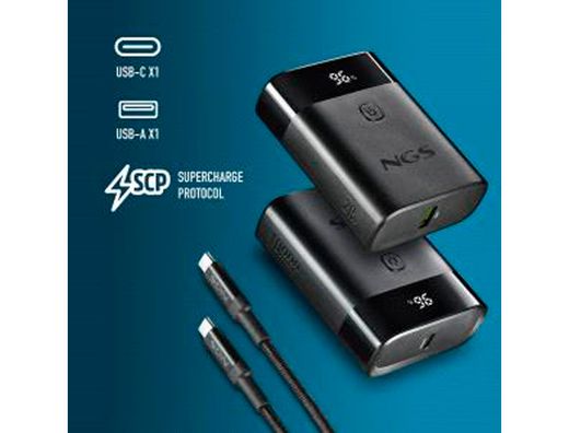 Bateria externa ngs para portatil carga rapida 22,5w 10000 mah 1xusb-c 1xusb-a