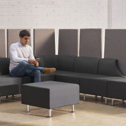 Be Soft Modulo Sillon Corner 66x66x77 cm. Sofá Esquinero Con Respaldo. Tapizado En Color Negro/Gris. Espuma De Alta Densidad.  Color Negro/Gris