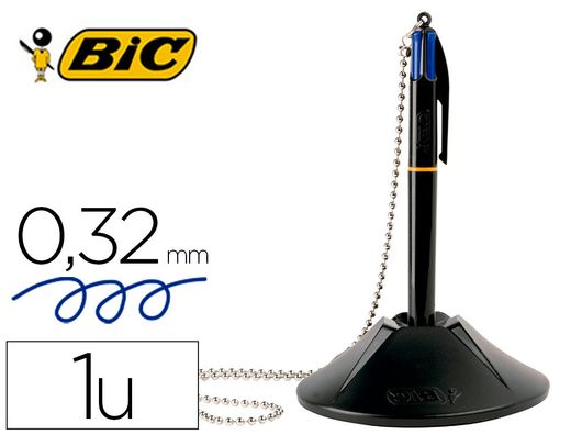 BIC Boligrafo con peana retractil 4 cuatro cartuchosde tinta azul