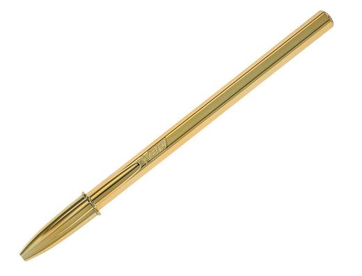 BIC Boligrafo Cristal Celebrate Oro trazo medio Tinta Azul
