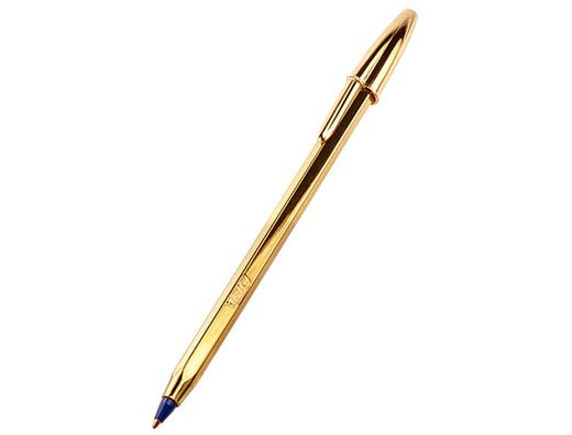BIC Boligrafo Cristal Celebrate Oro trazo medio Tinta Azul
