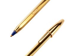 BIC Boligrafo Cristal Celebrate Oro trazo medio Tinta Azul
